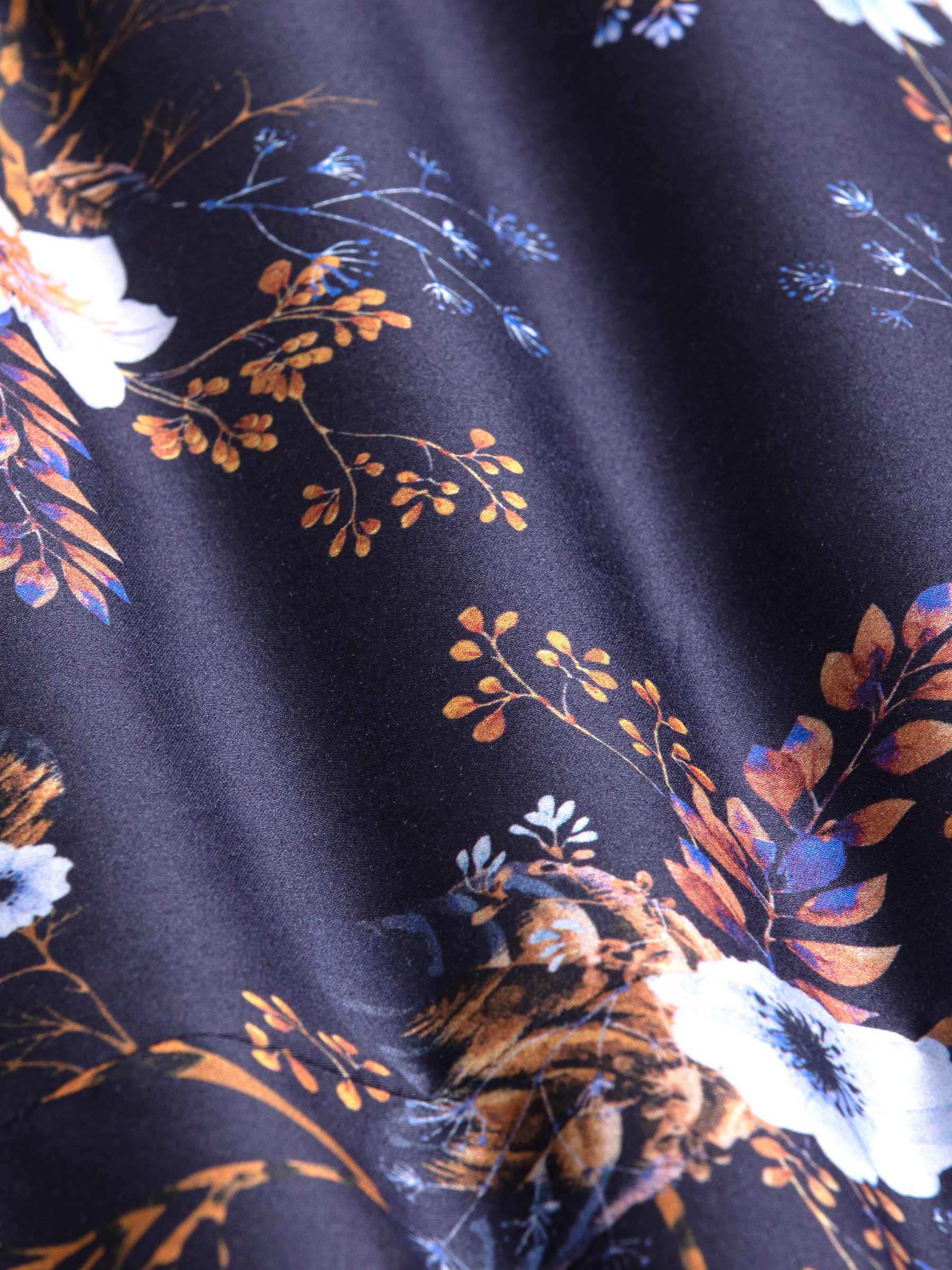Parker Navy Floral Print Overhemd Korte Mouw