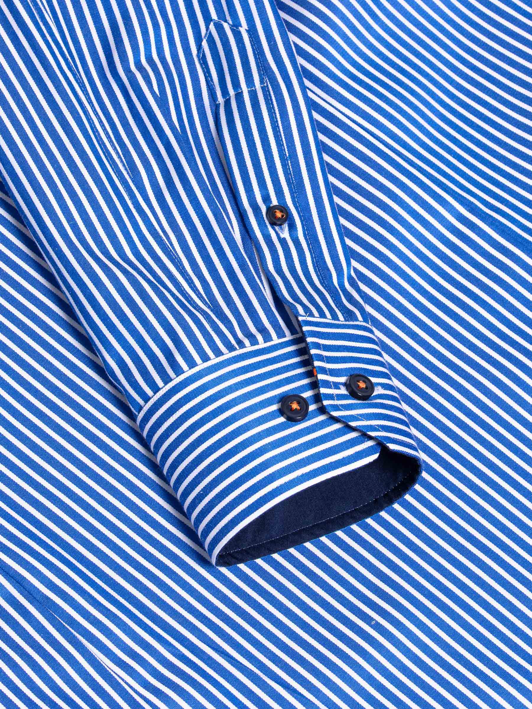 Nancy Royal Blue Striped Overhemd Lange Mouw