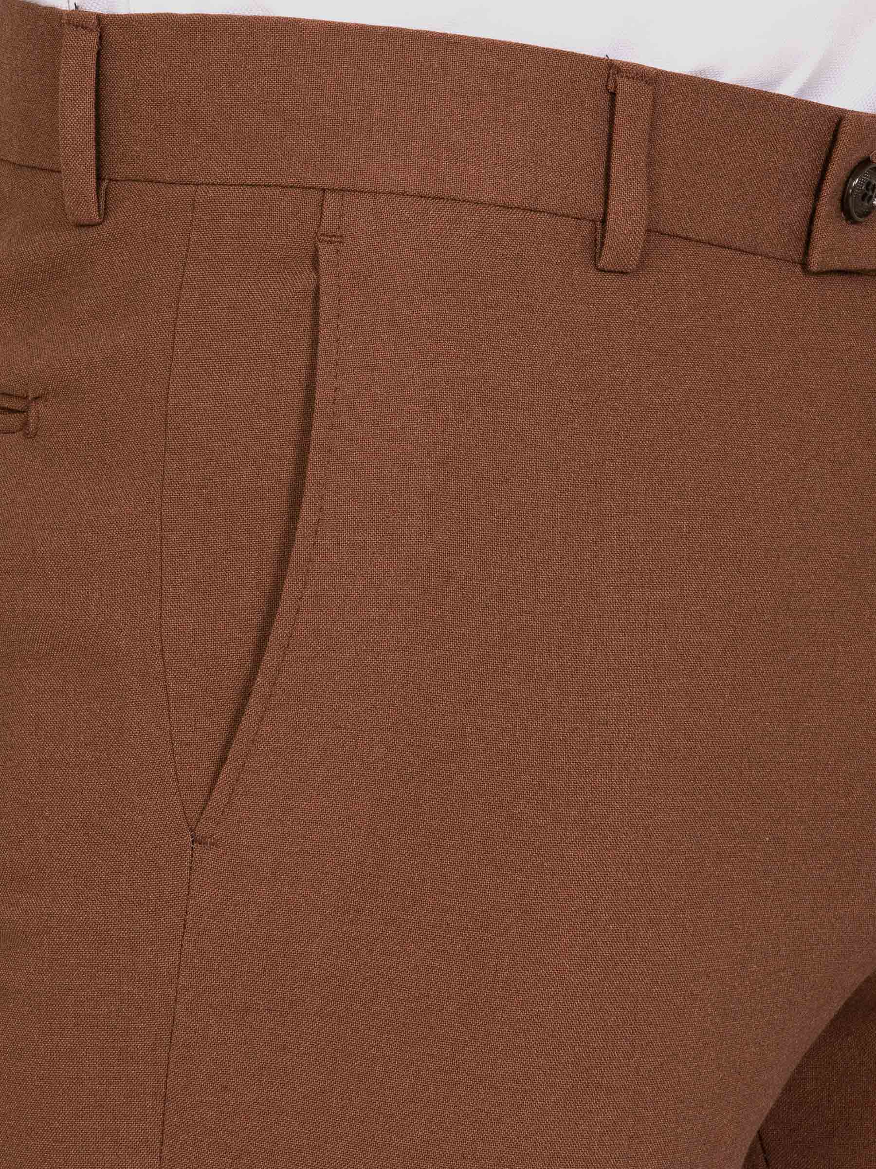 Slim Fit Textured Brown Pantalon