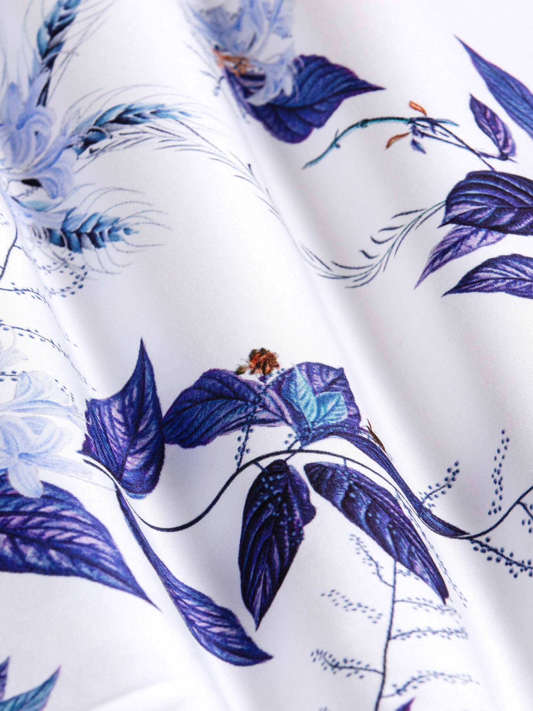 Santorini White Floral Print Overhemd Lange Mouw