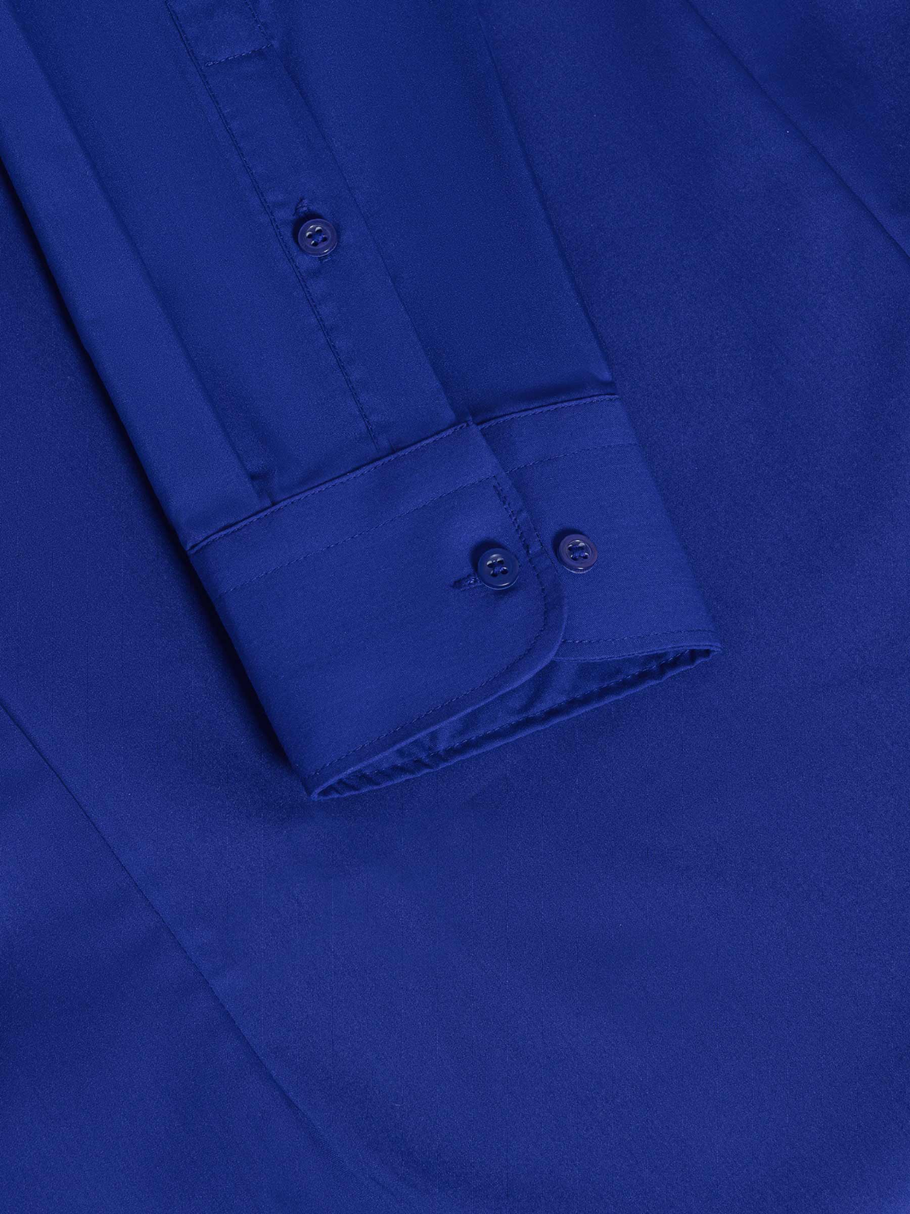 Leira Solid Royal Blue Overhemd Lange Mouw