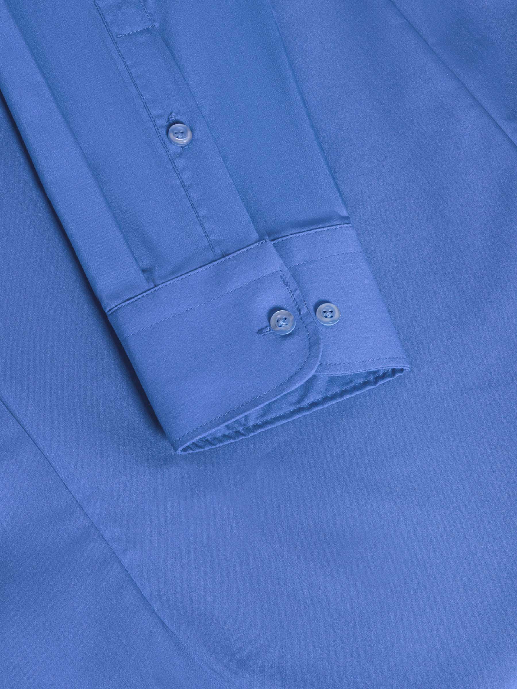 Leira Solid Dark Blue Overhemd Lange Mouw