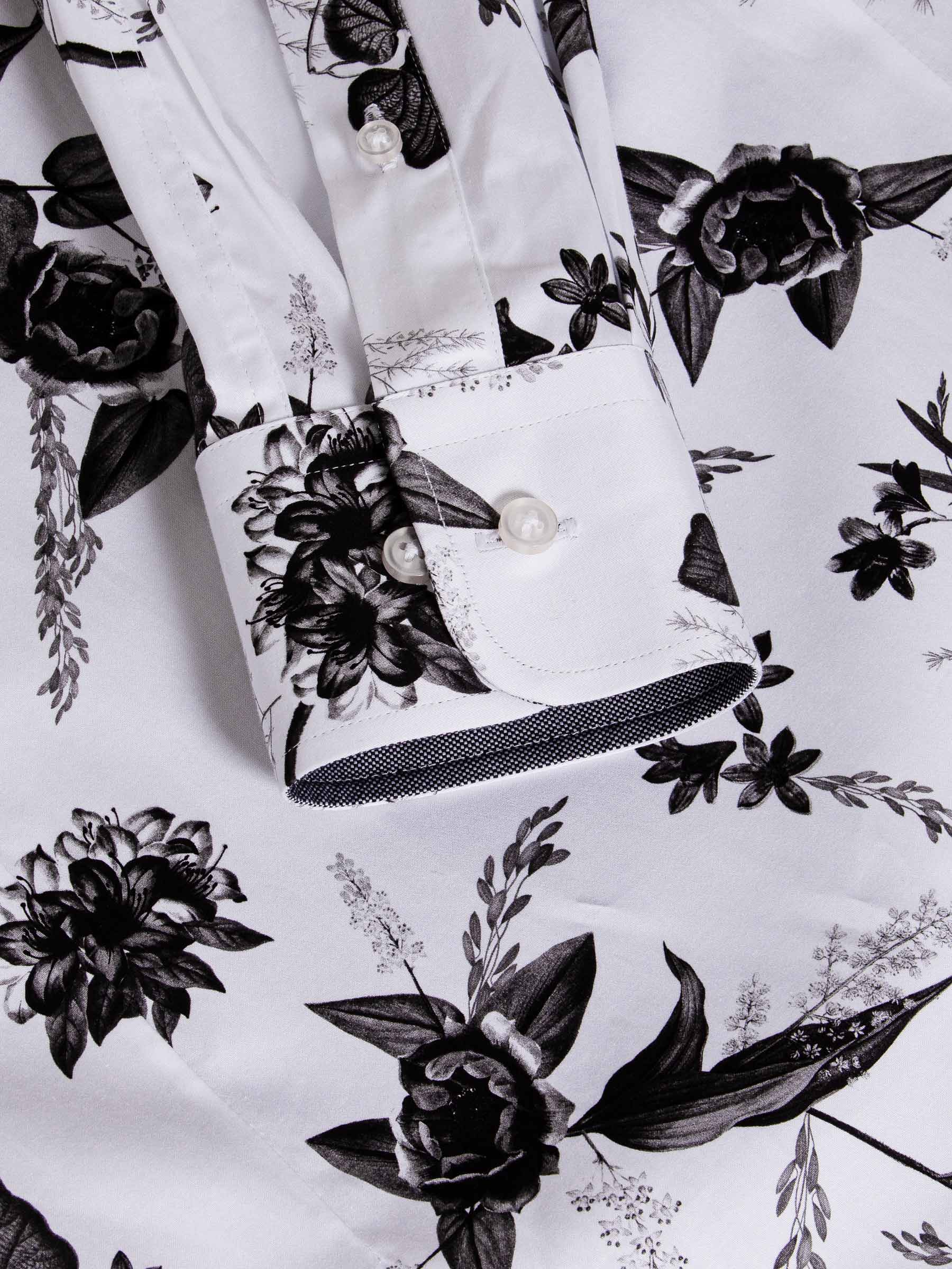 Oasis White Floral Print Overhemd Lange Mouw