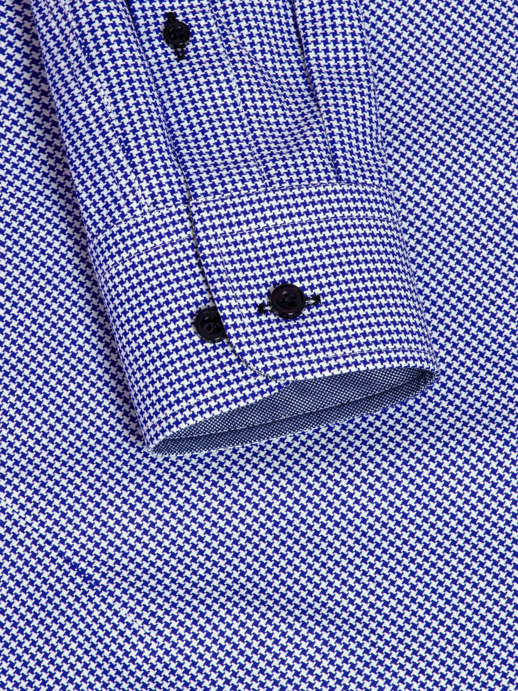 Vermilion Checkered Royal Blue Overhemd Lange Mouw