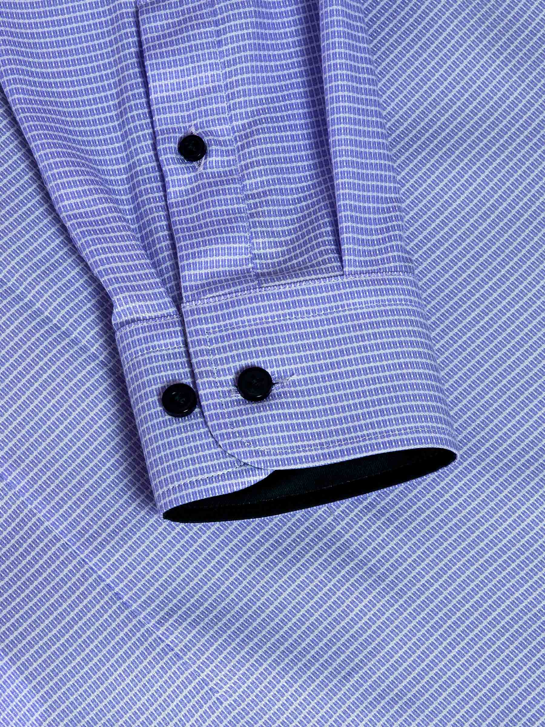 Sky Lake Royal Blue Micro Patterned Overhemd Lange Mouw