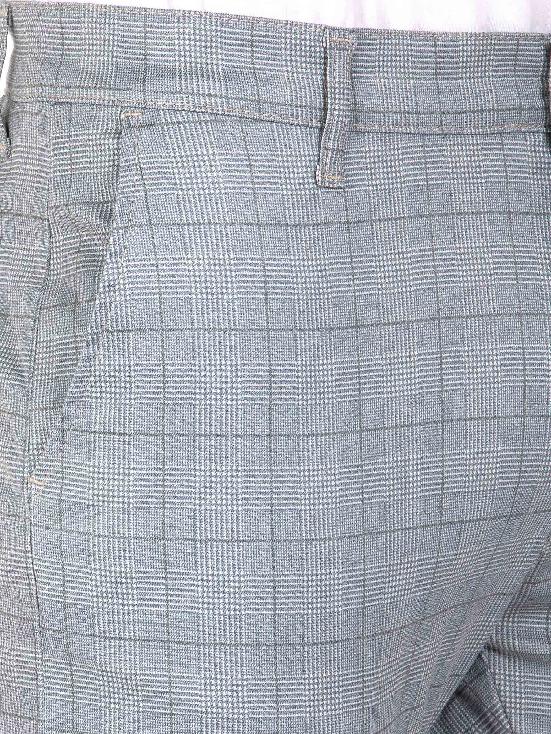 Meaux Checked Textured Blue Pantalon
