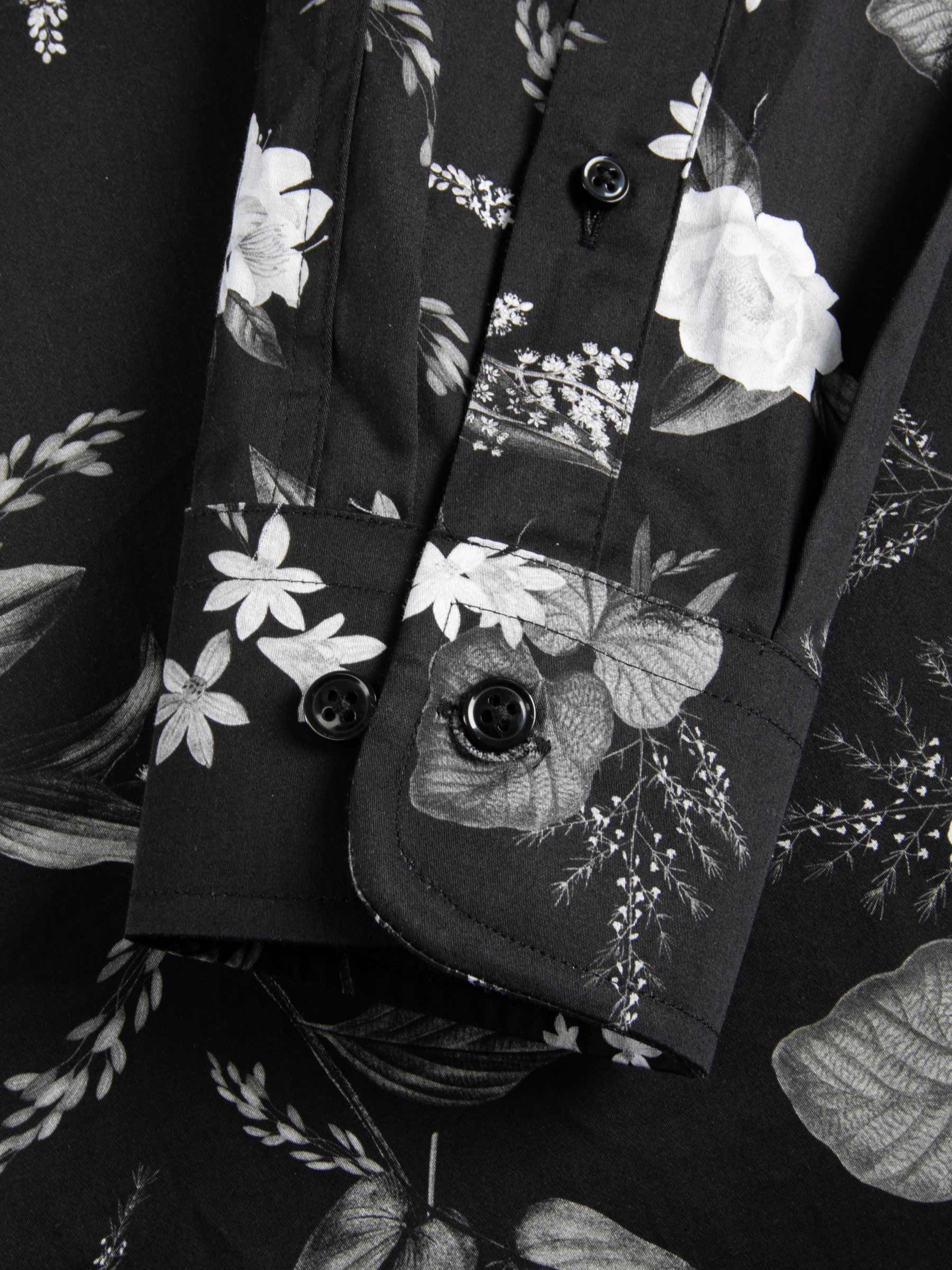 Astoria Floral Black Overhemd Lange Mouw