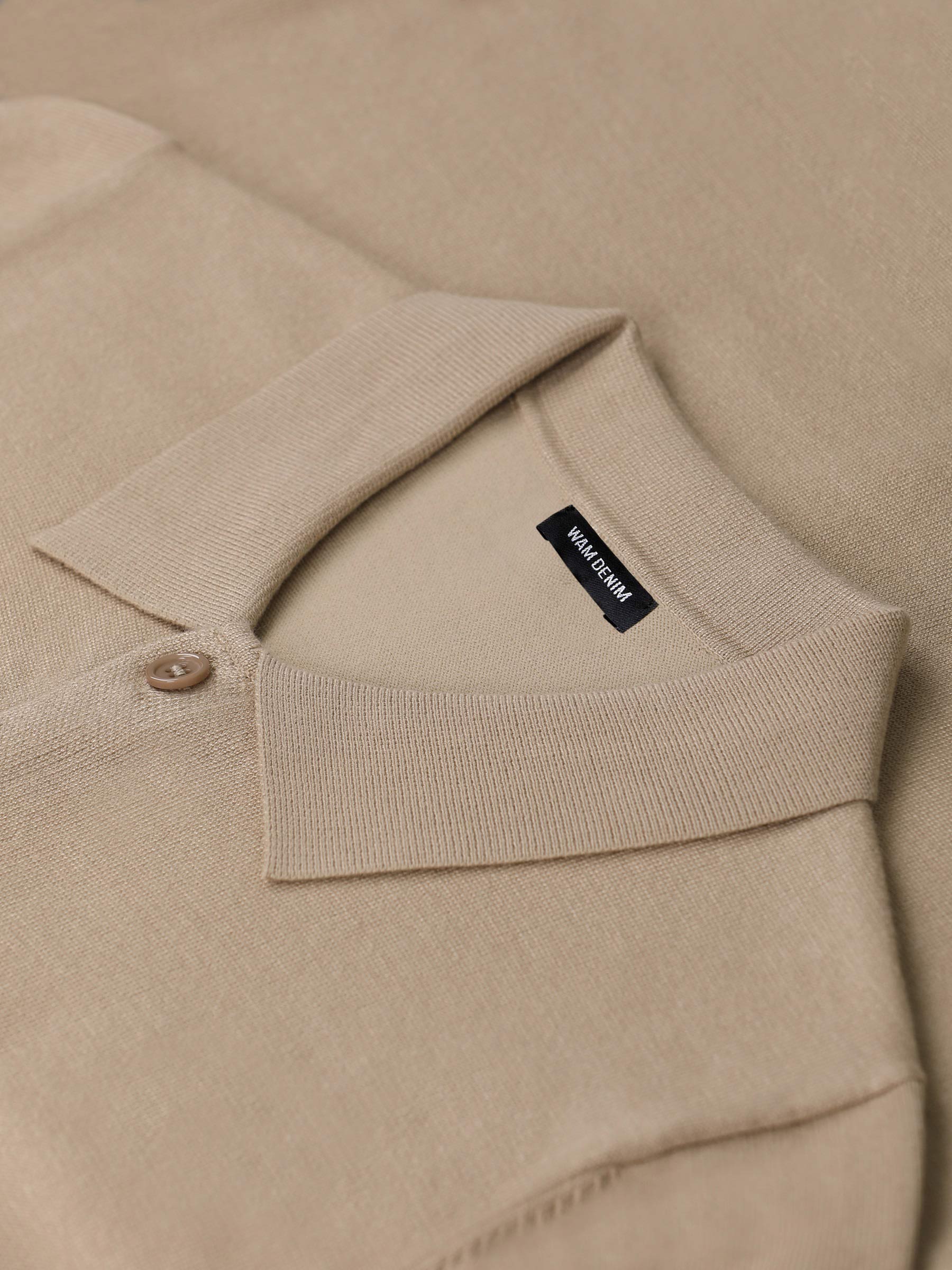 James Full Button-Down Beige Polo