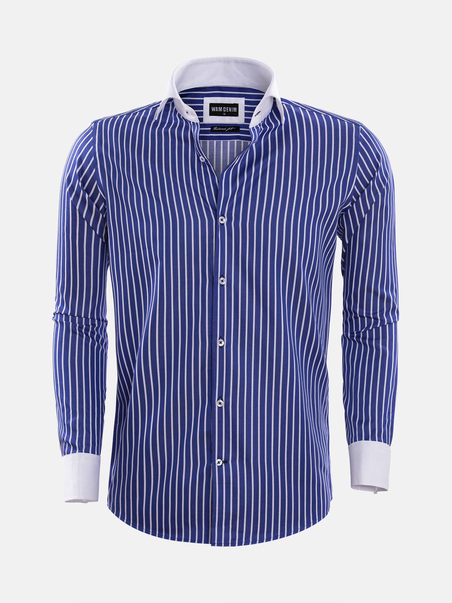 WAM Denim Overhemd Lange Mouw Teramo 75570 Royal Blue-